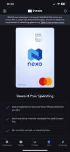 nexo card in app