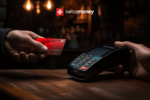 A contactless credit card and a reader